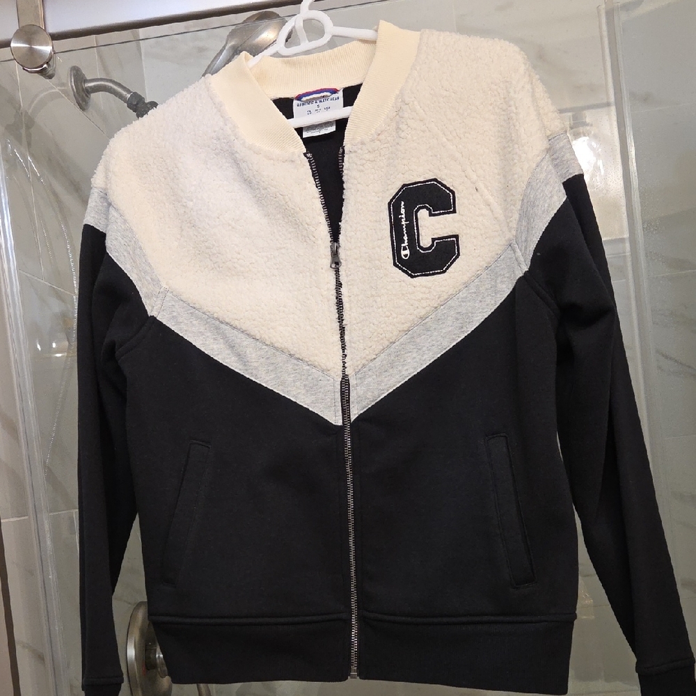Champion Black and Cream Jacket with Logo